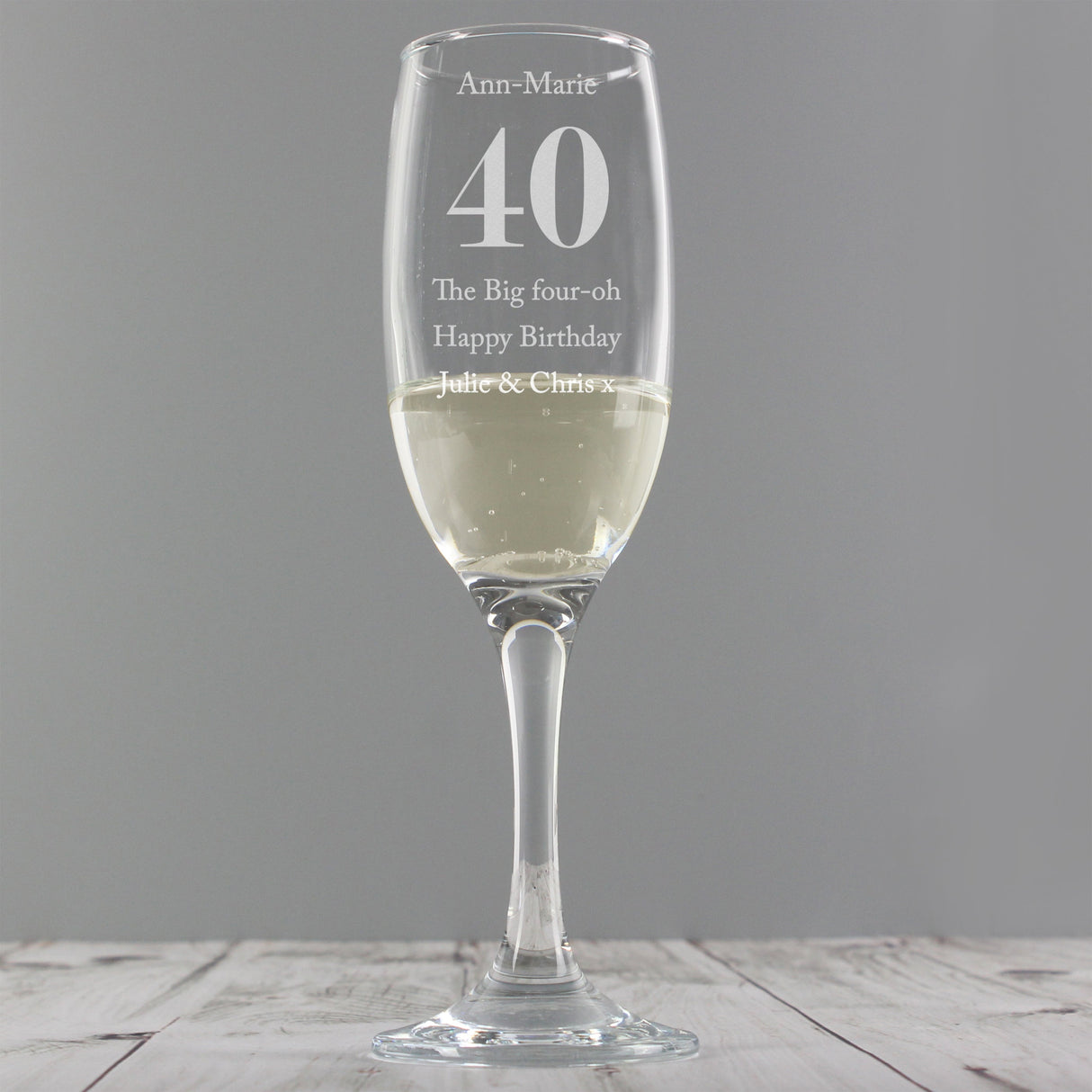 Personalised Birthday Big Age Flute: 8 - Champagne Flutes By Gift Moments