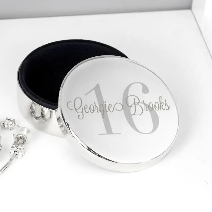 Personalised Birthday Big Age Round Trinket Box: 2 - Trinket Boxes By Gift Moments