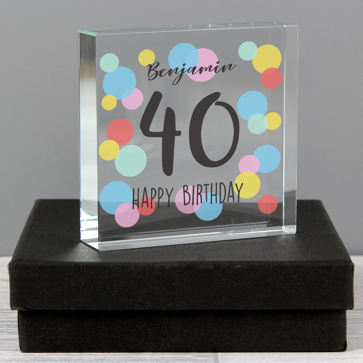 Personalised Birthday Colour Confetti Crystal Token: 5 - Crystal Tokens By Gift Moments