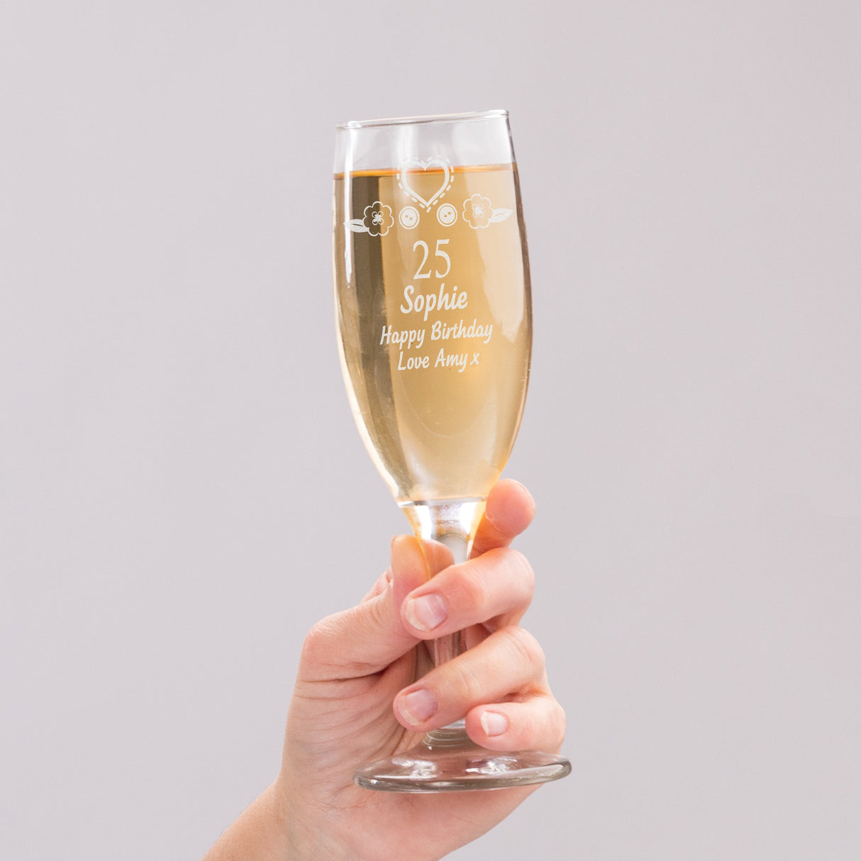 Personalised Birthday Craft Flute Glass: 3 - Champagne Flutes By Gift Moments