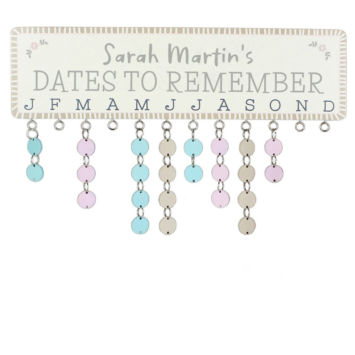 Personalised Birthday Planner Plaque with Customisable Discs: 3 - Calendars & Planners By Gift Moments