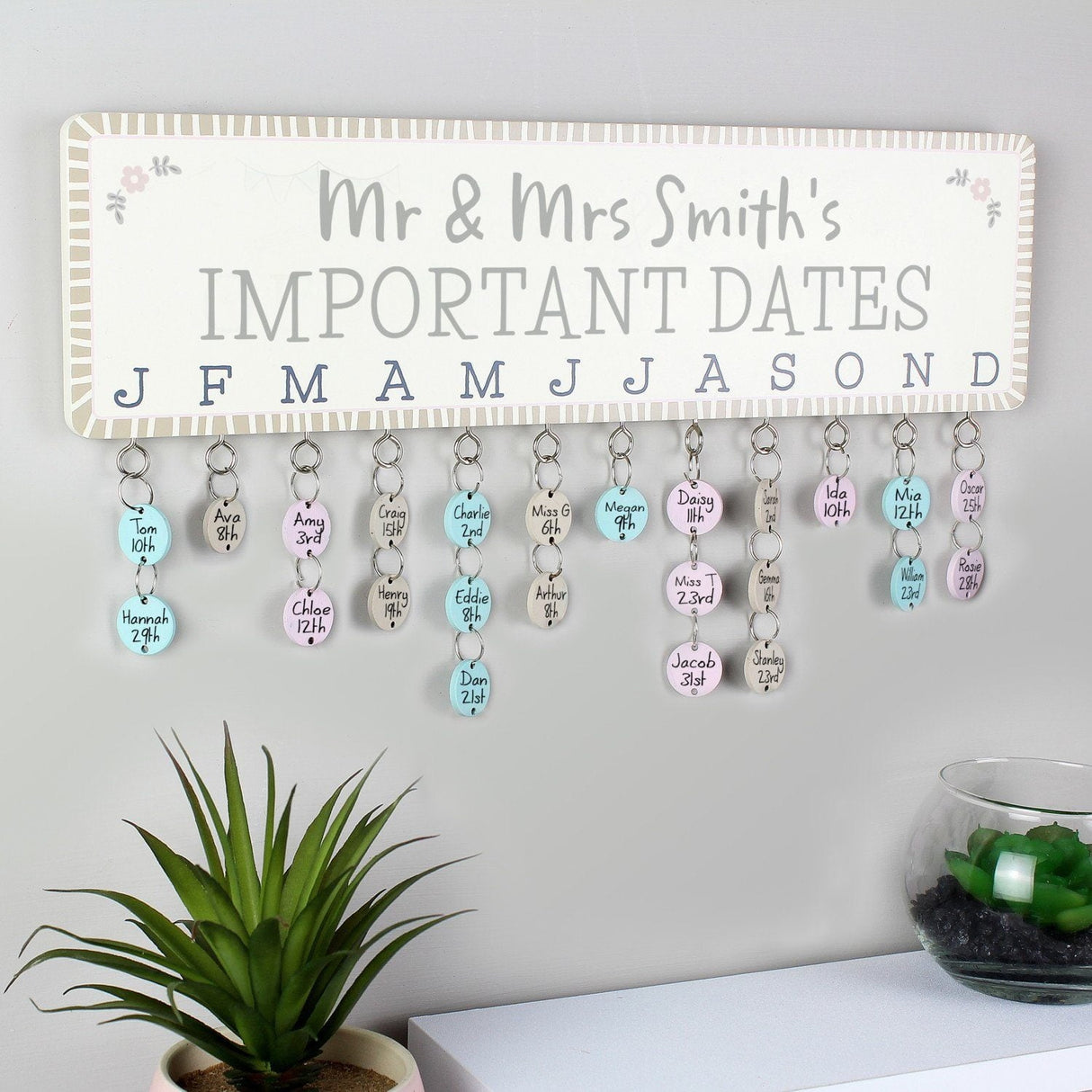 Personalised Birthday Planner Plaque with Customisable Discs: 2 - Calendars & Planners By Gift Moments