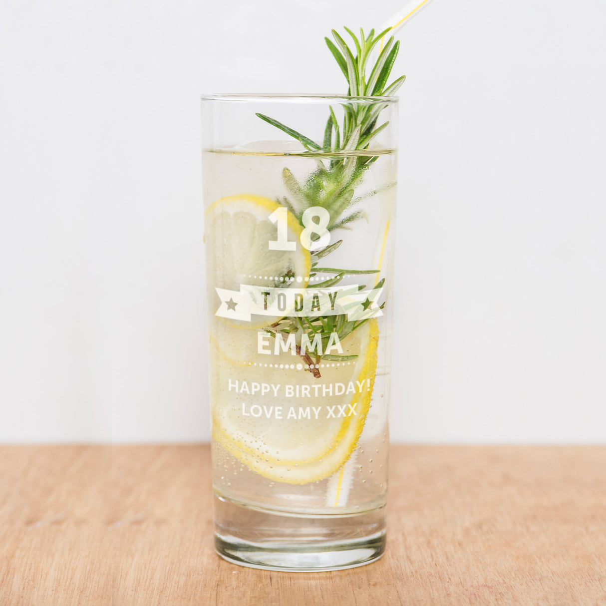 Personalised Birthday Star Hi Ball Glass: 2 - Highball Glasses By Gift Moments