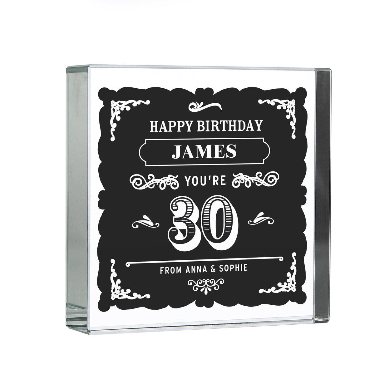 Personalised Birthday Vintage Typography Crystal Token: 6 - Crystal Tokens By Gift Moments
