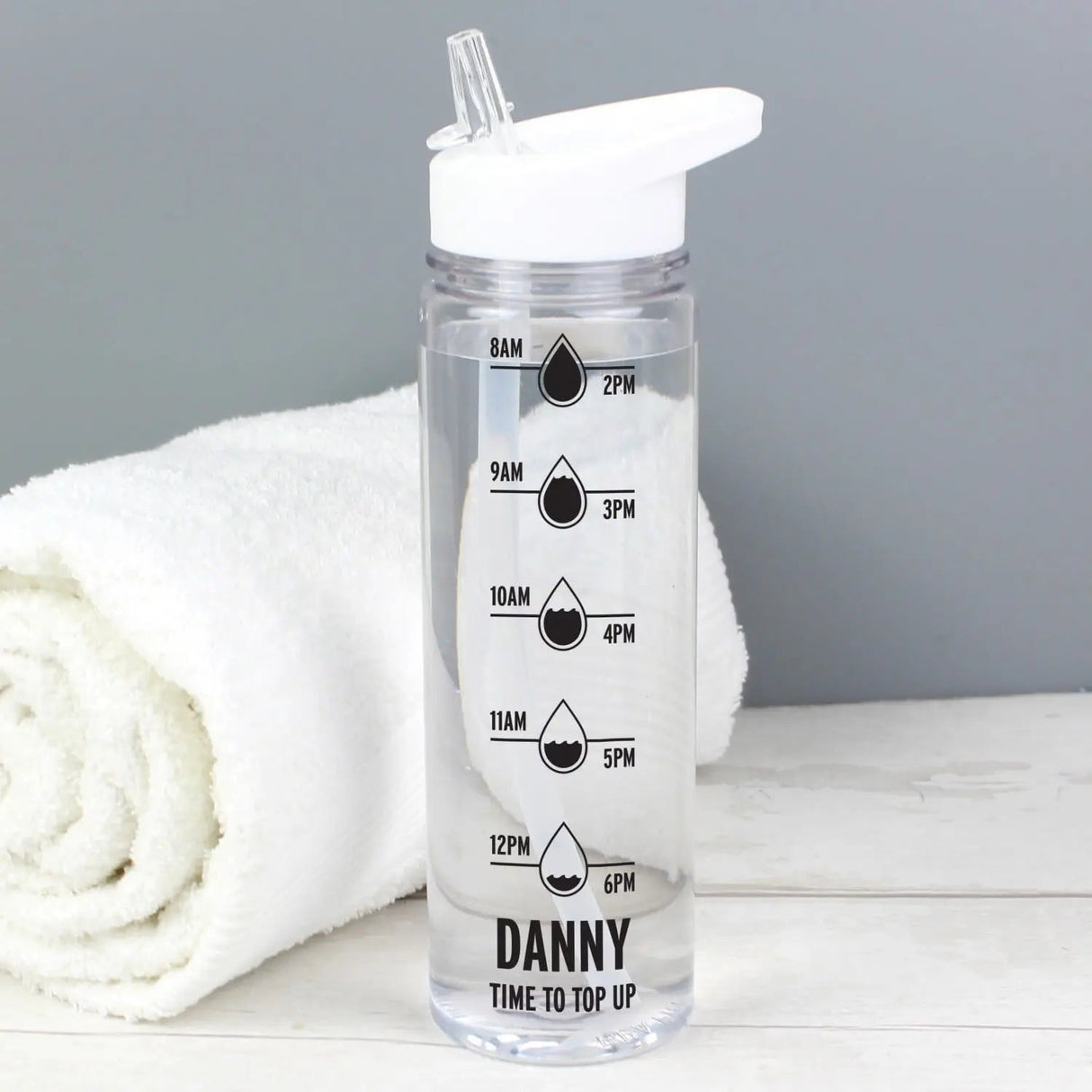 Personalised Black ’Hydration Tracker’ Water Bottle: 1 - Water Bottles By Gift Moments