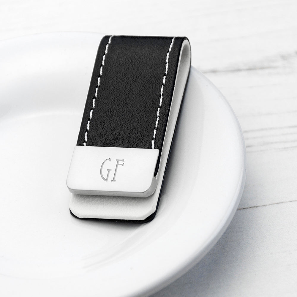 Personalised Black Leather Money Clip - Shop Wallets & Money Clips At Gift Moments - 2