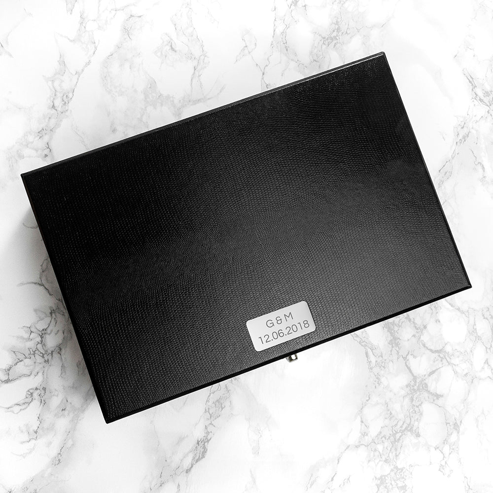 Personalised Black Leather Watch & Cufflink Box: 2 - Jewellery Boxes By Gift Moments