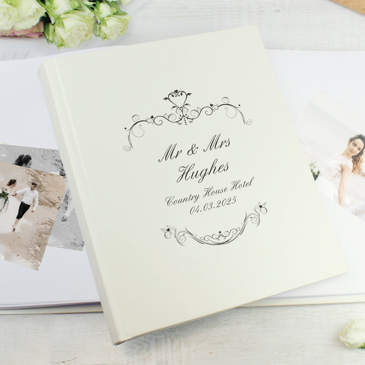 Personalised Black Ornate Swirl Traditional Photo Album: 3 - Photo Albums By Gift Moments