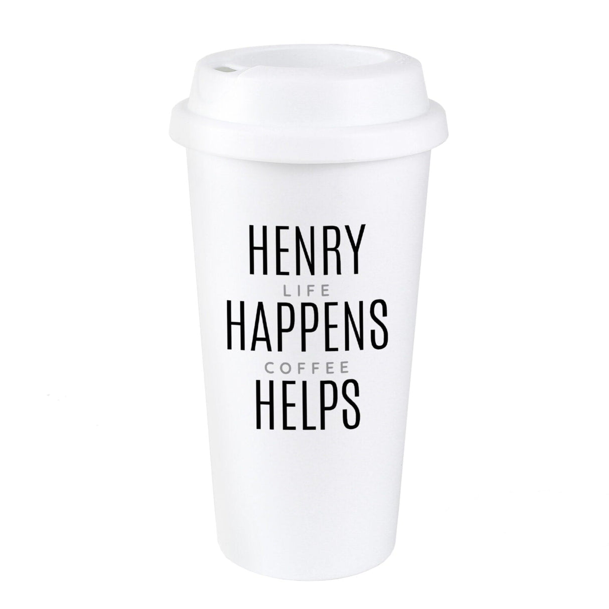 Personalised Black Text Slogan Insulated Reusable Eco Travel Cup: 5 - Travel Mugs By Gift Moments
