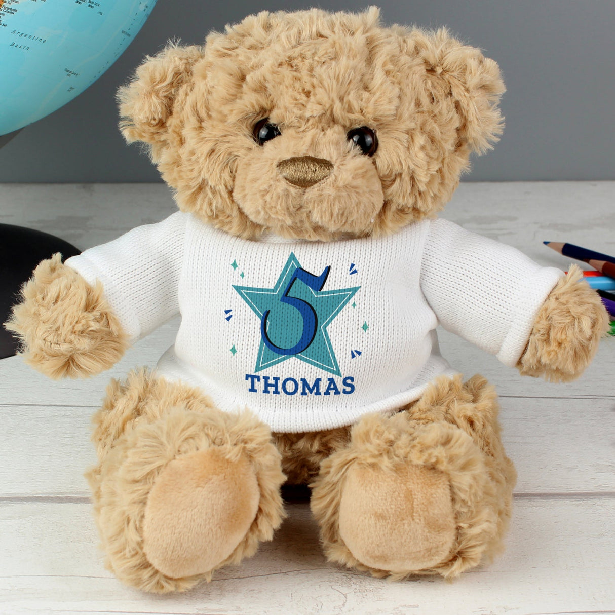 Personalised Blue Big Age Teddy Bear - Shop Teddy Bears & Soft Toys At Gift Moments - 2