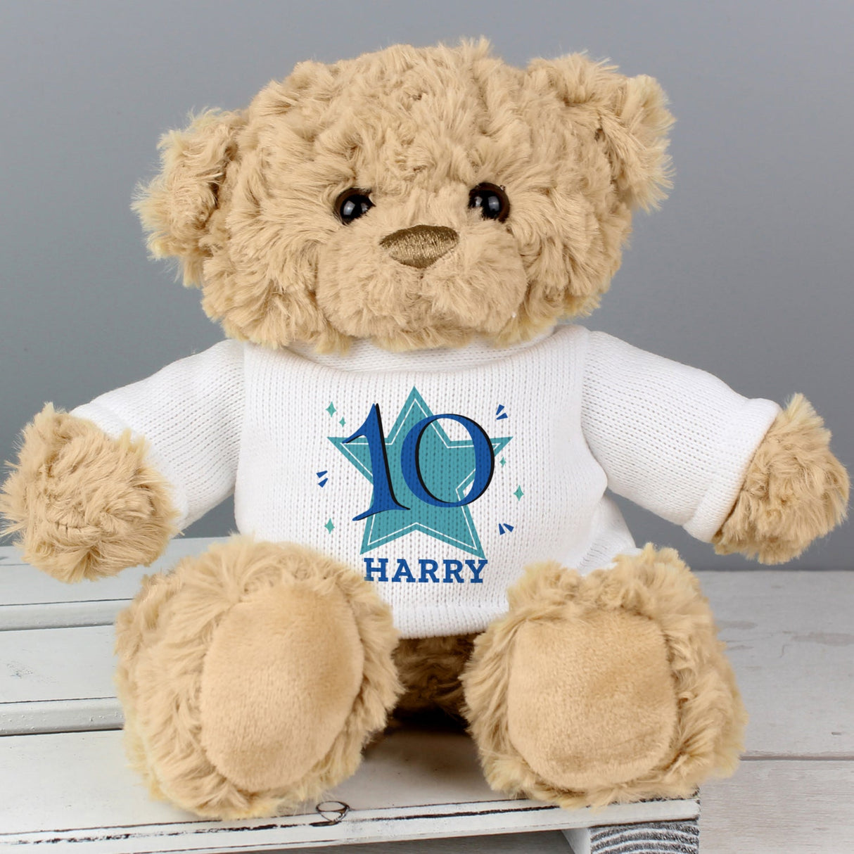 Personalised Blue Big Age Teddy Bear - Shop Teddy Bears & Soft Toys At Gift Moments - 1