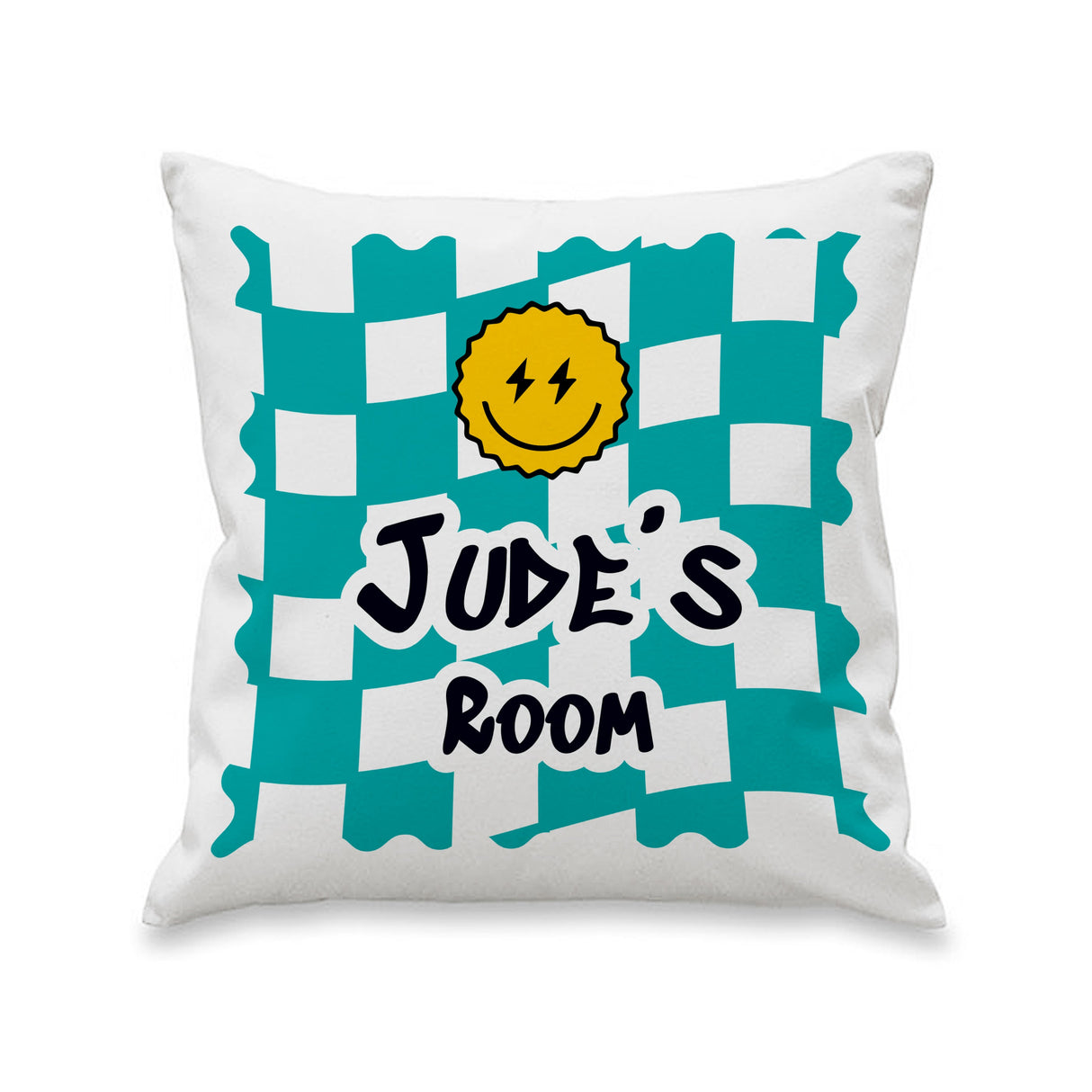 Personalised Blue Check Childrens Bedroom Cushion: 4 - Cushions By Gift Moments