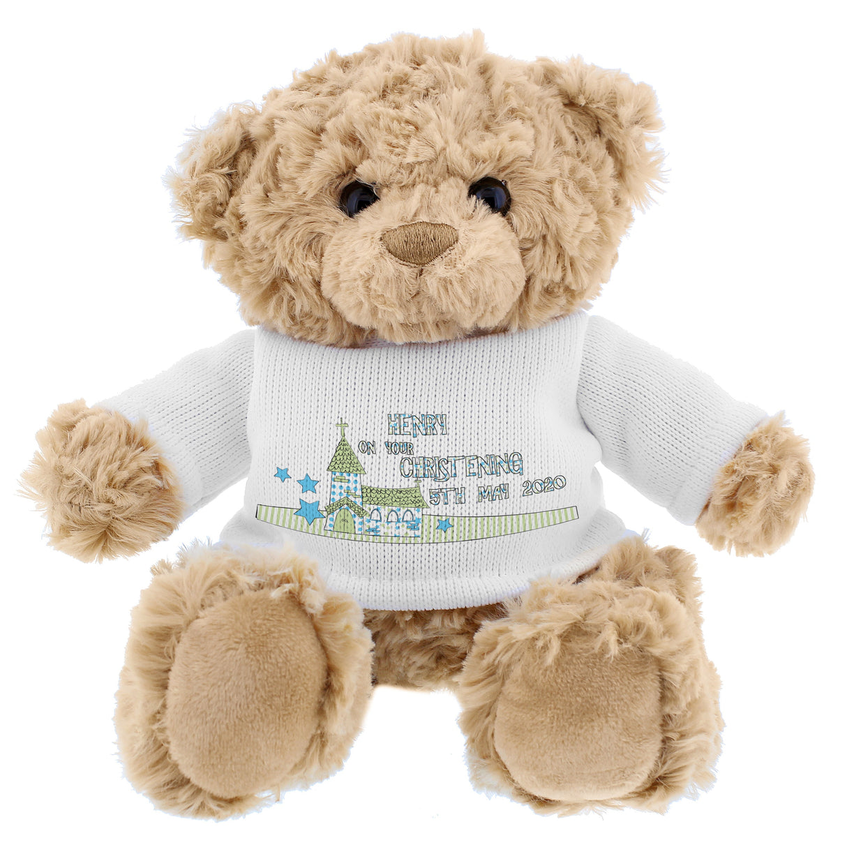 Personalised Blue Church Message Teddy Bear: 2 - Teddy Bears & Soft Toys By Gift Moments