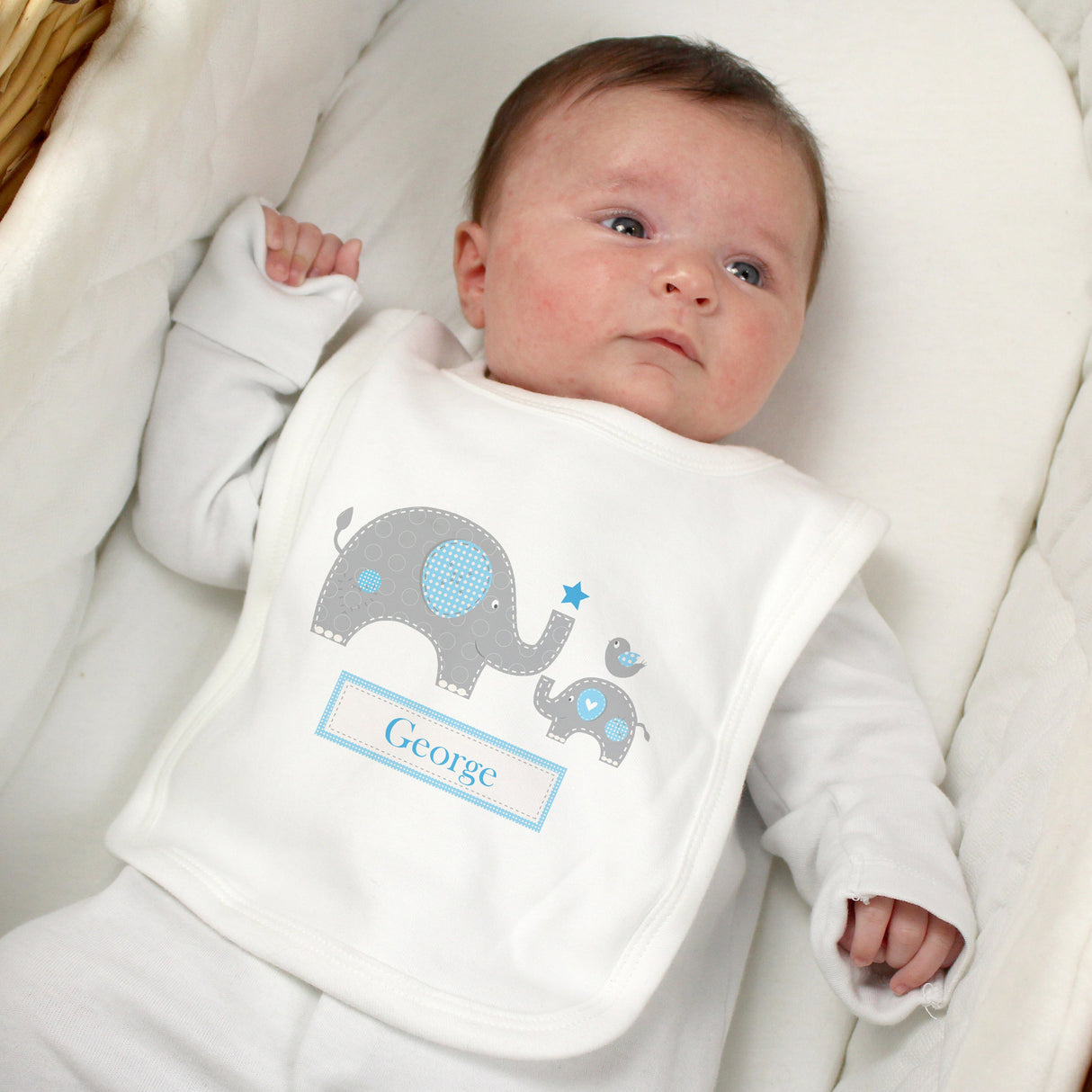 Personalised Blue Elephant 0-3 Months Baby Bib: 1 - Baby Clothing By Gift Moments