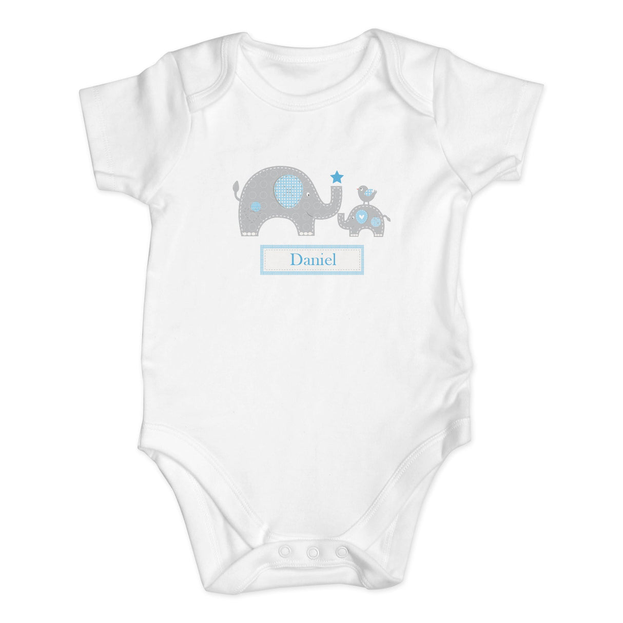 Personalised Blue Elephant 0-3 Months Baby Vest: 2 - Baby Clothing By Gift Moments