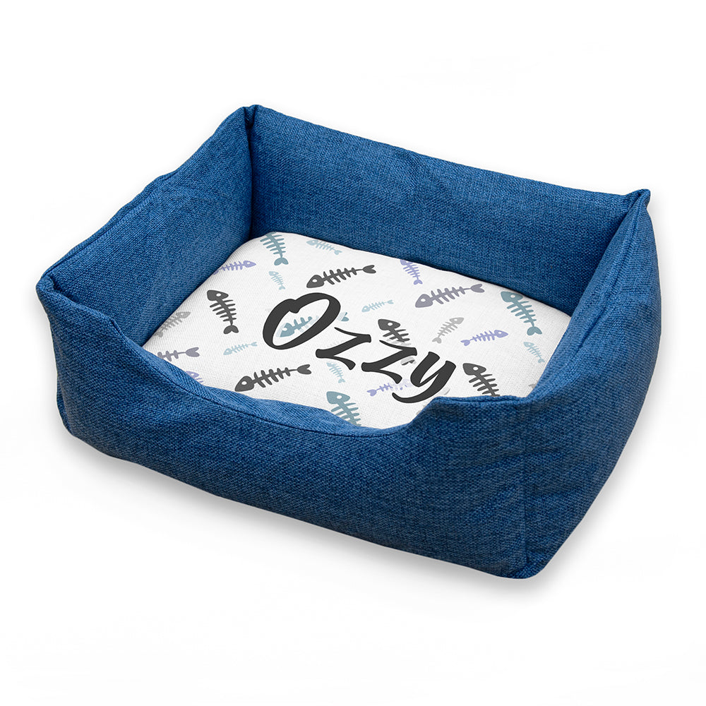 Personalised Blue Fish Bone Comfort Pet Beds: 2 - Pet Products By Gift Moments