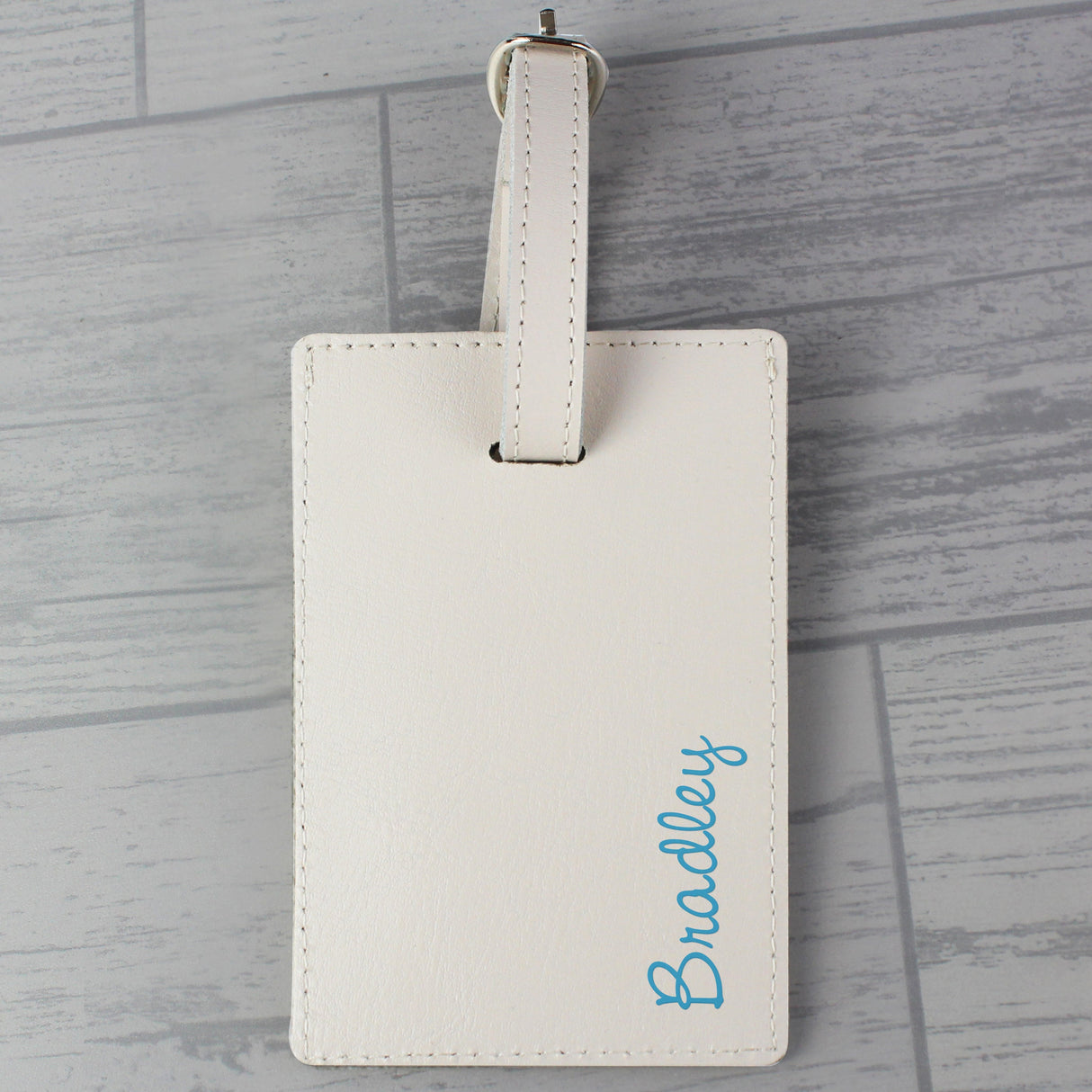 Personalised Blue Name Cream Luggage Tag: 3 - Luggage Tags By Gift Moments