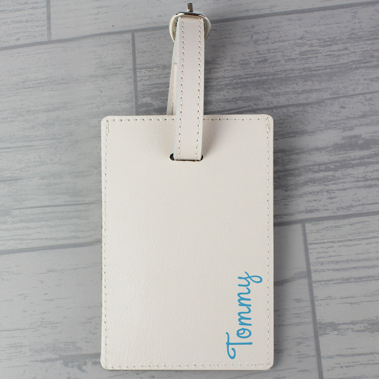 Personalised Blue Name Cream Luggage Tag: 4 - Luggage Tags By Gift Moments