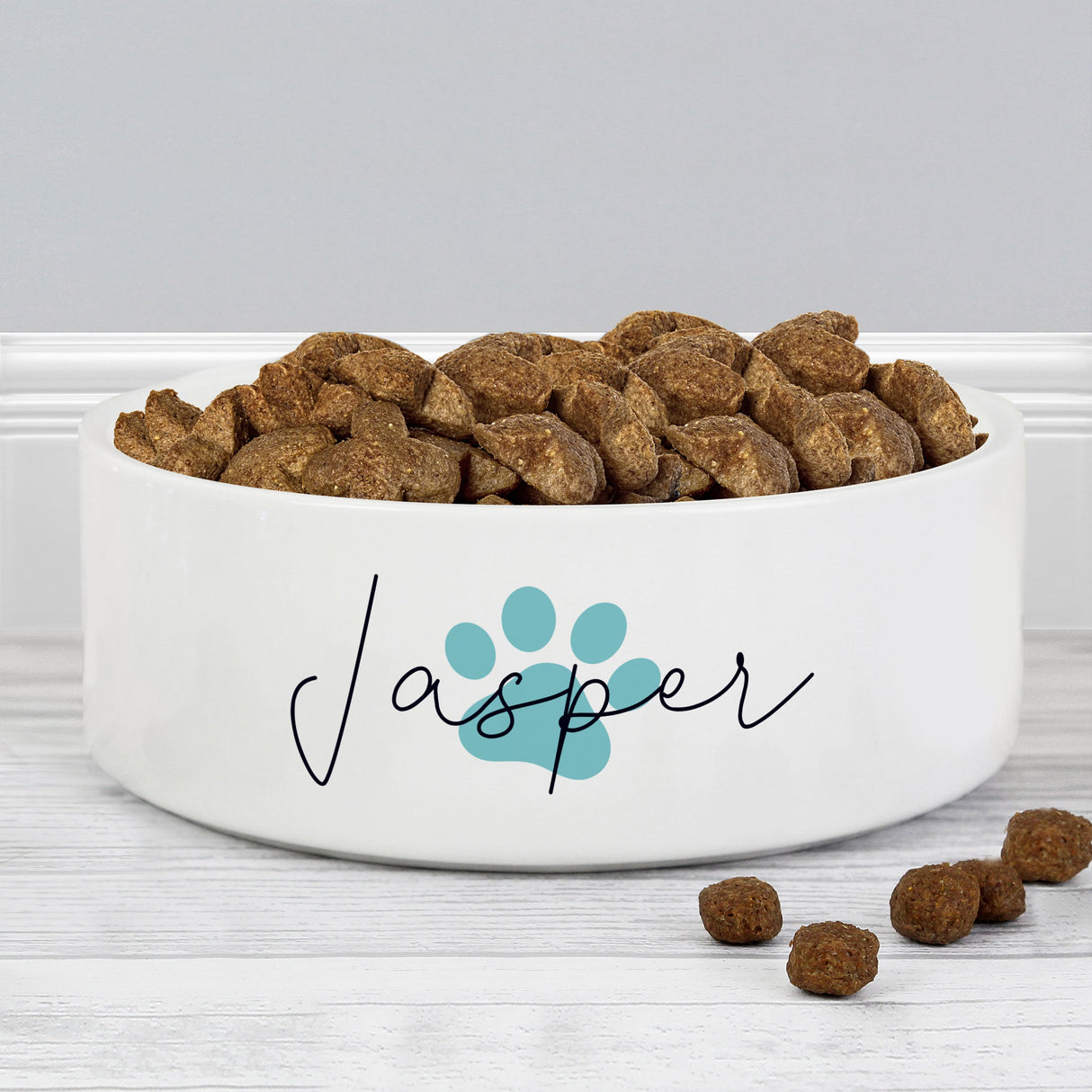 Personalised Blue Paw Print Name 14cm Medium Pet Bowl - Shop Pet Products At Gift Moments - 1