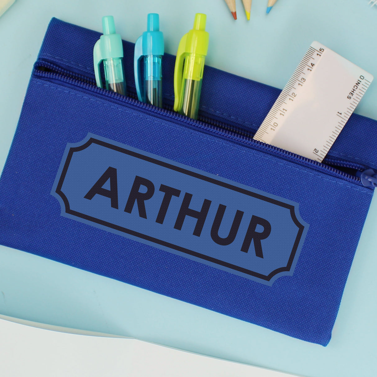 Personalised Blue Pencil Case - Shop Pencil Cases & Sets At Gift Moments - 1