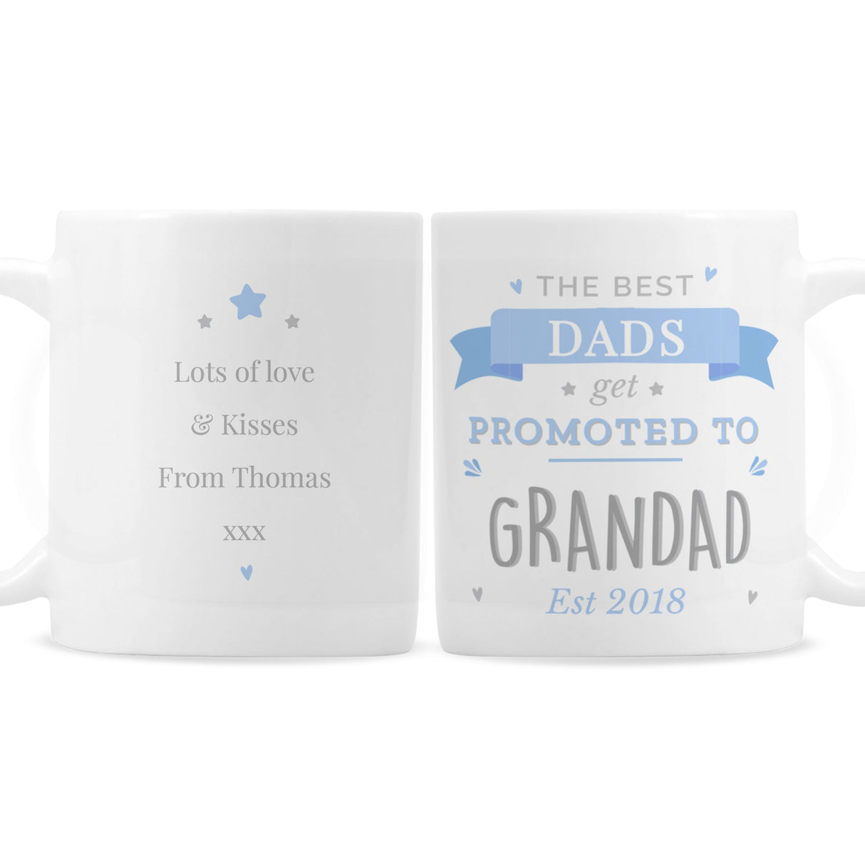 Personalised Blue Promoted to Mug: 3 - Mugs By Gift Moments