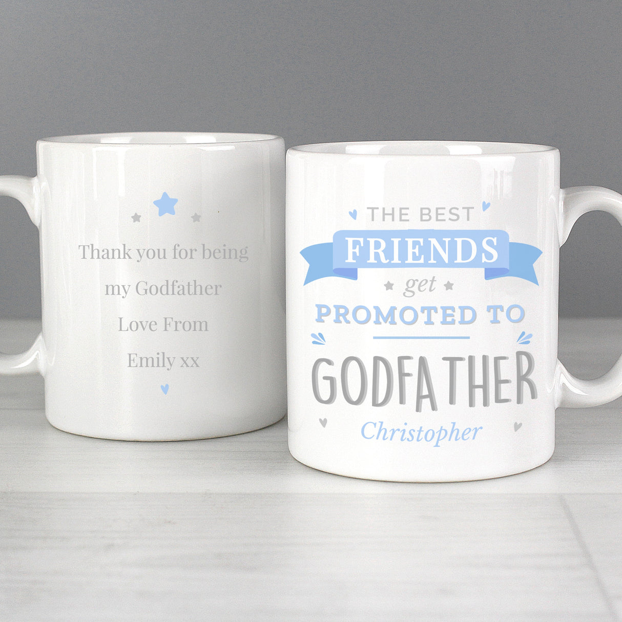 Personalised Blue Promoted to Mug: 2 - Mugs By Gift Moments