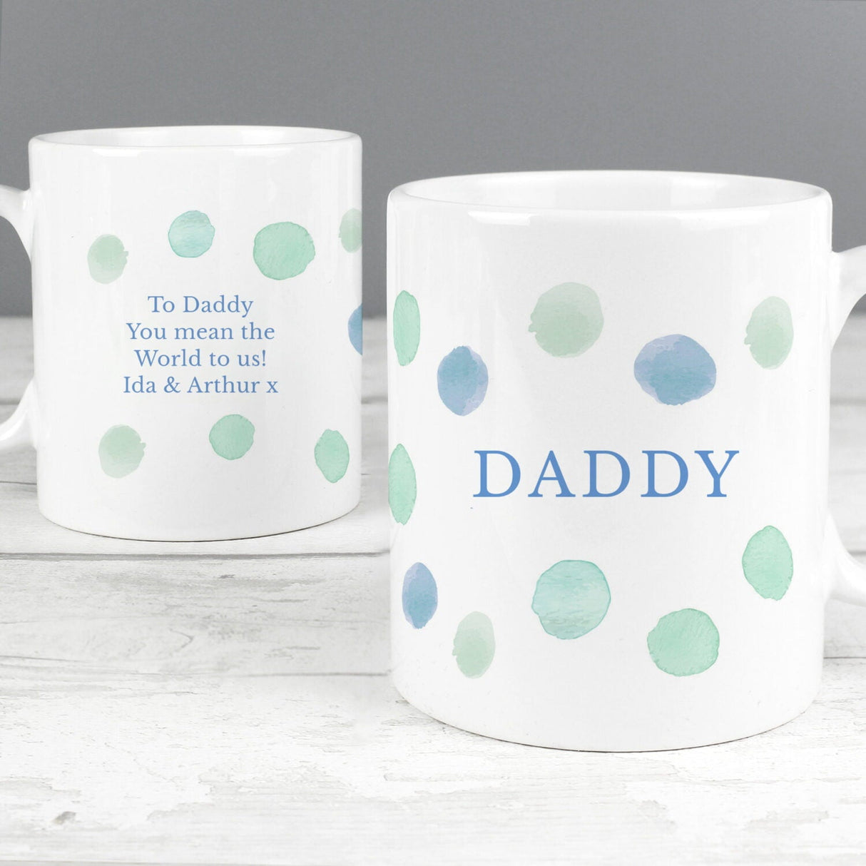 Personalised Blue Spot Mug: 2 - Mugs By Gift Moments