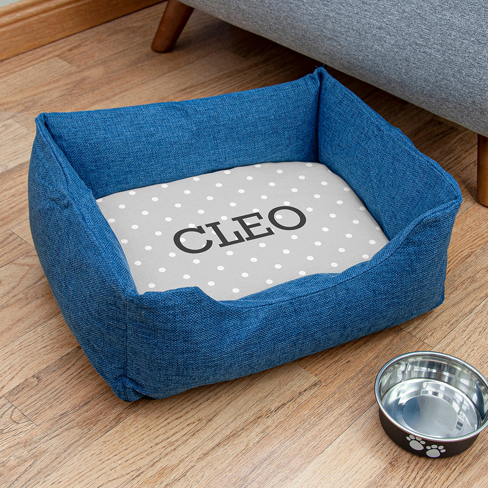 Personalised Blue Spots Comfort Dog Beds - Small - Shop Pet Products At Gift Moments - 1