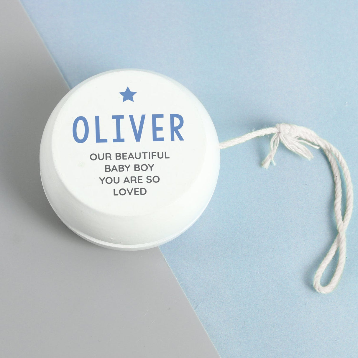 Personalised Blue Star White Wooden Yoyo: 3 - Toys By Gift Moments