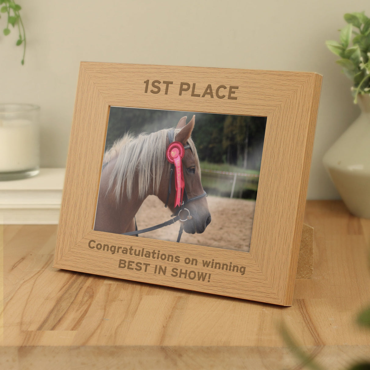 Personalised Bold Text 5x7 Landscape Oak Finish Photo Frame: 2 - Photo Frames By Gift Moments