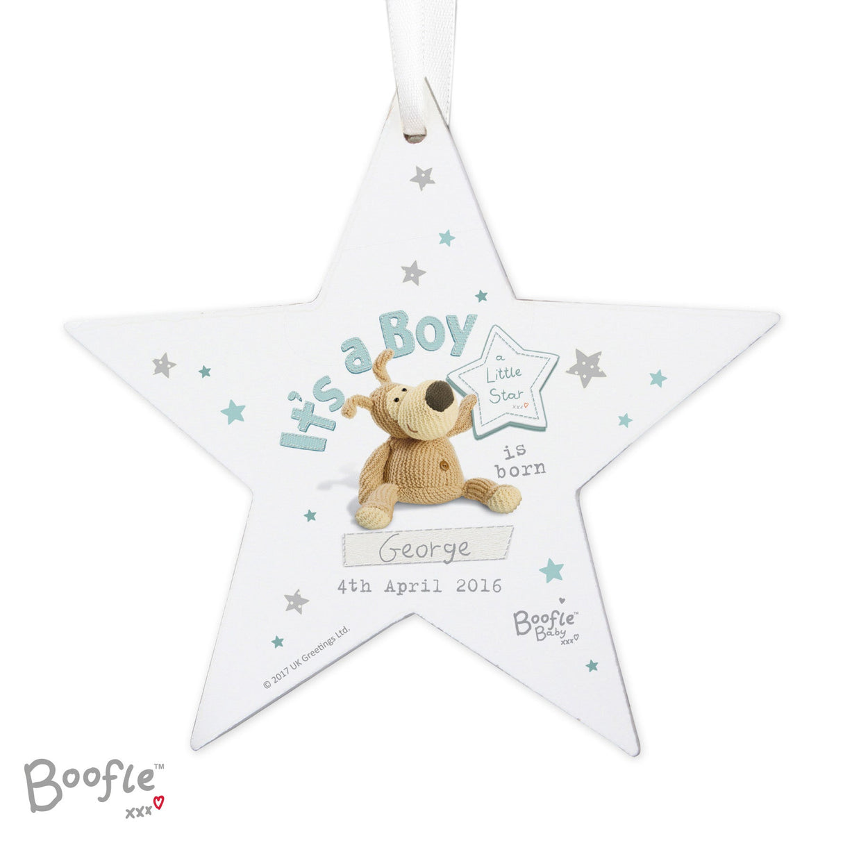 Personalised Boofle Its a Boy Wooden Star Decoration: 5 - Decorations By Boofle