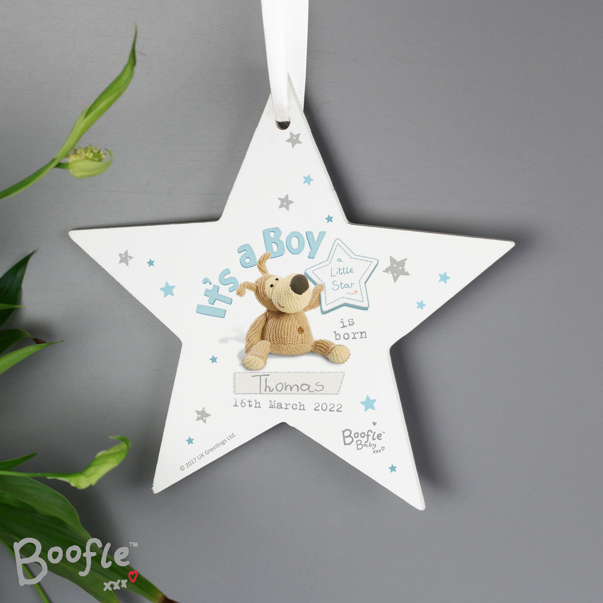 Personalised Boofle Its a Boy Wooden Star Decoration: 2 - Decorations By Boofle