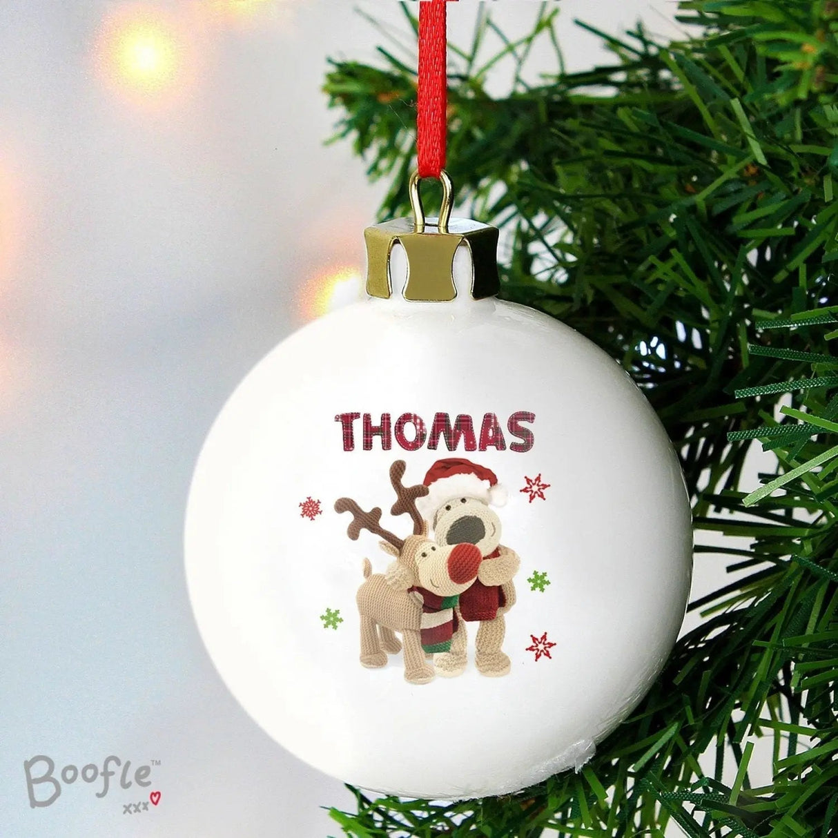 Personalised Boofle Christmas Reindeer Bauble: 1 - Christmas Baubles By Boofle