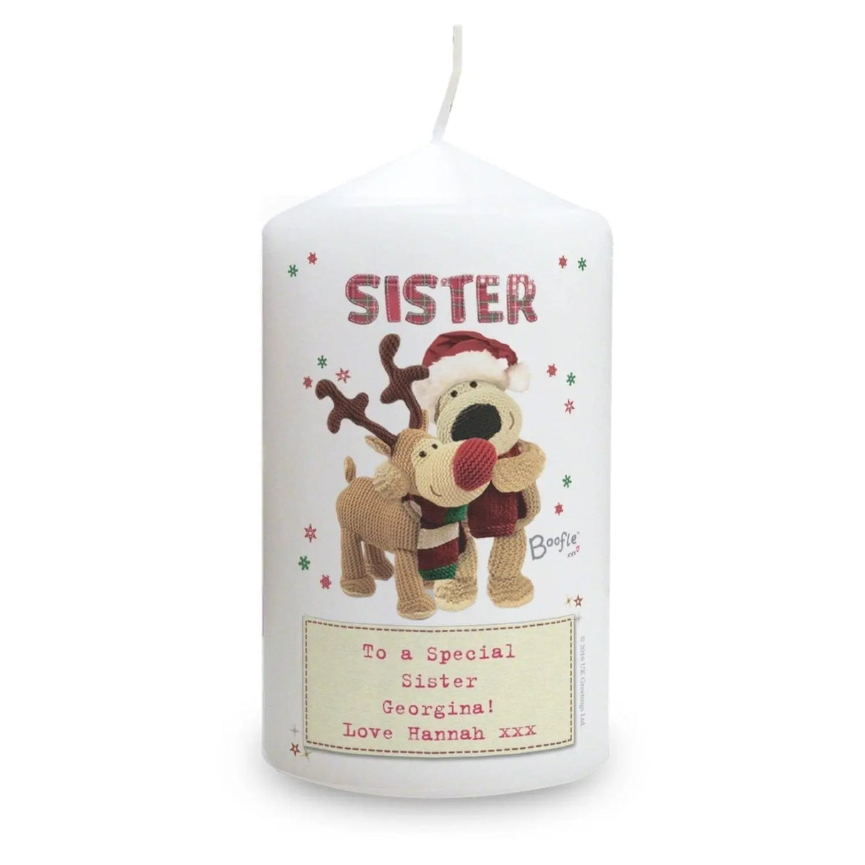 Personalised Boofle Christmas Reindeer Pillar Candle: 3 - Candles By Boofle
