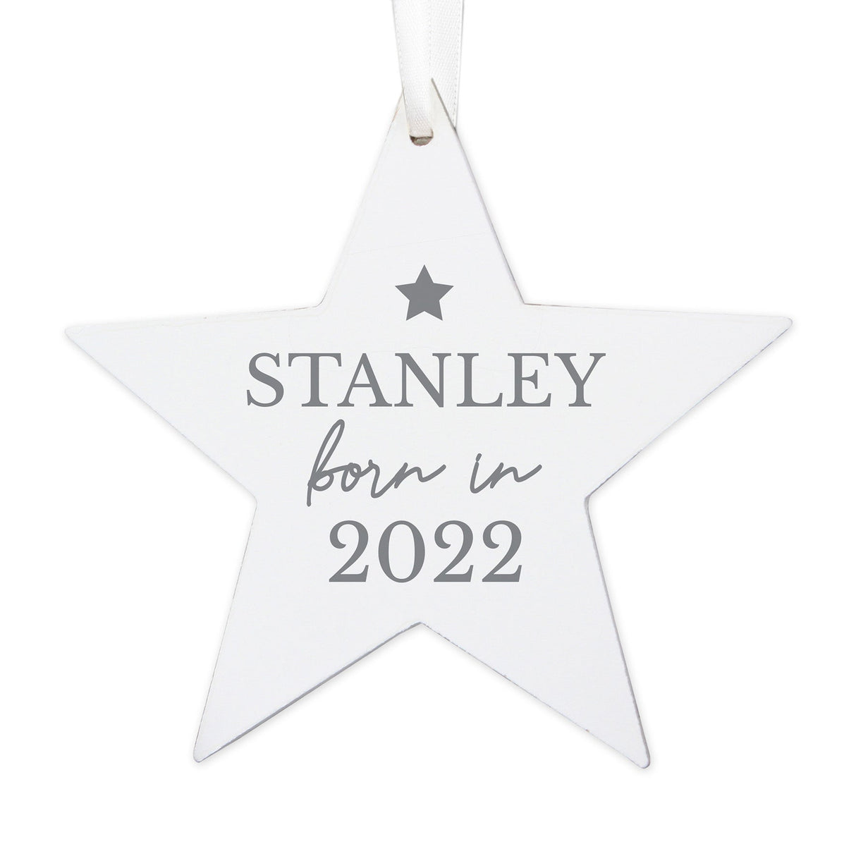 Personalised Born In Wooden Star Decoration: 4 - Decorations By Gift Moments
