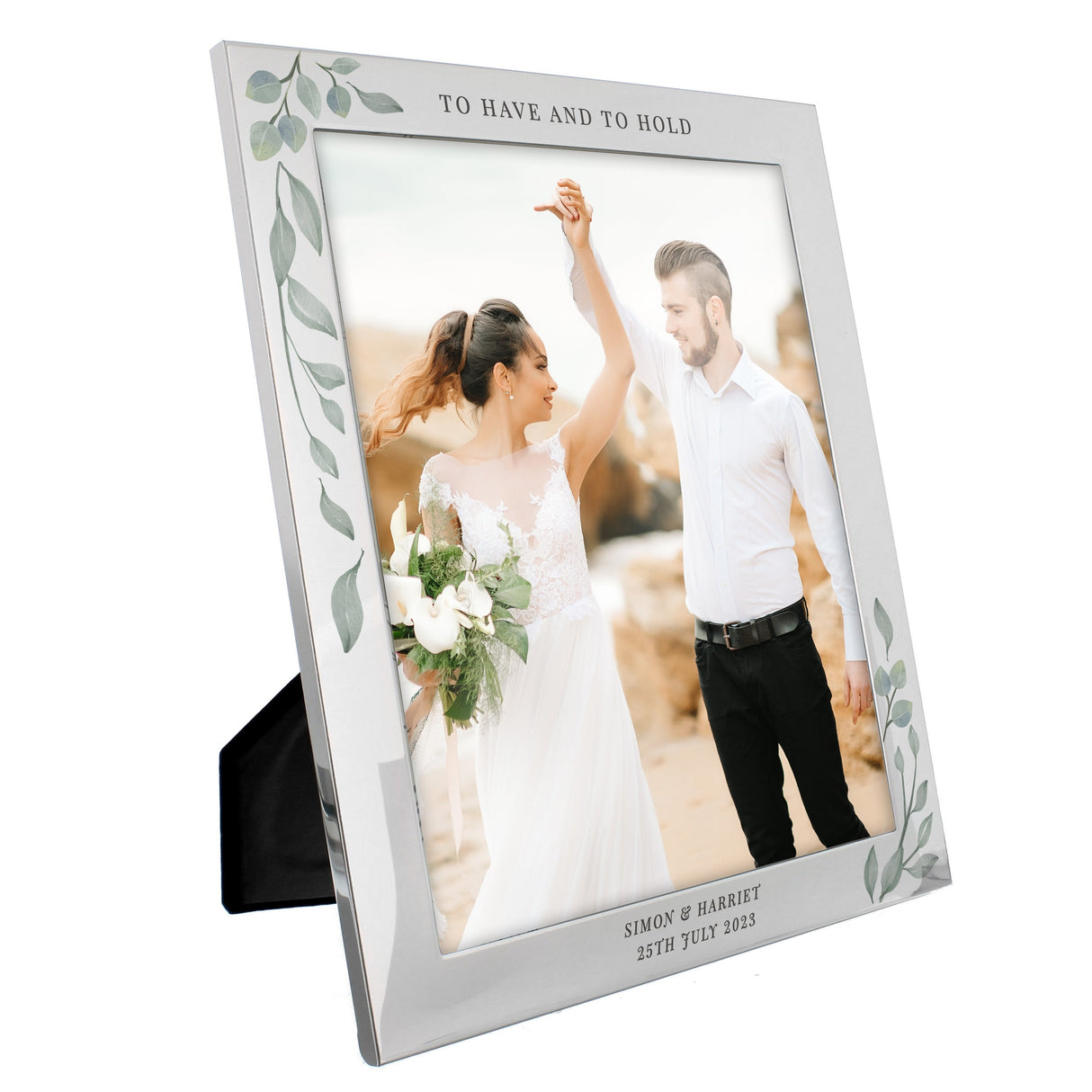 Personalised Botanical 10x8 Silver Photo Frame: 5 - Photo Frames By Gift Moments