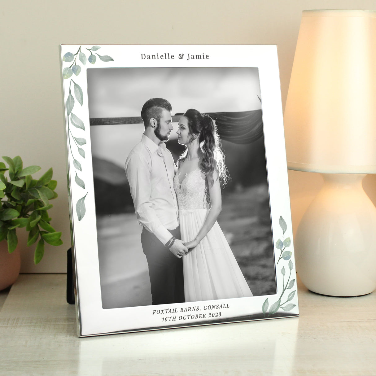 Personalised Botanical 10x8 Silver Photo Frame: 2 - Photo Frames By Gift Moments