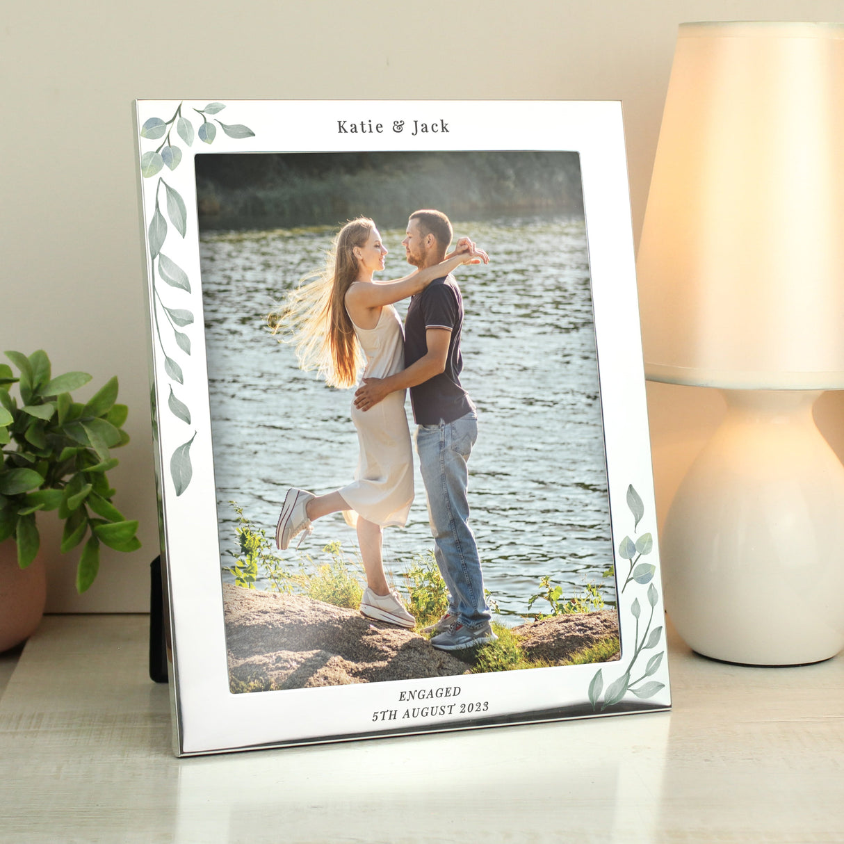 Personalised Botanical 10x8 Silver Photo Frame: 4 - Photo Frames By Gift Moments