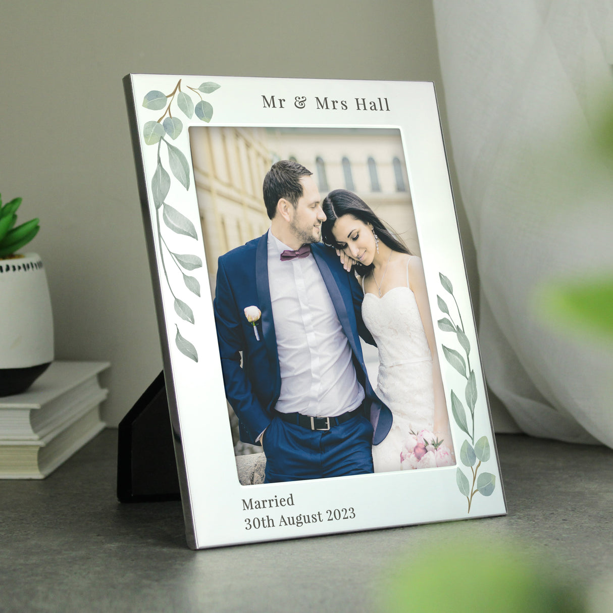 Personalised Botanical 6x4 Silver Photo Frame: 3 - Photo Frames By Gift Moments