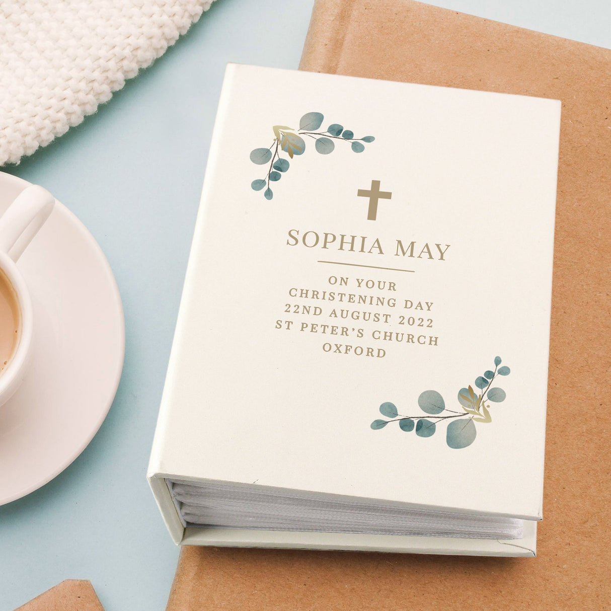 Personalised Botanical Cross 6x4 Photo Album with Sleeves - Shop Photo Albums At Gift Moments - 1