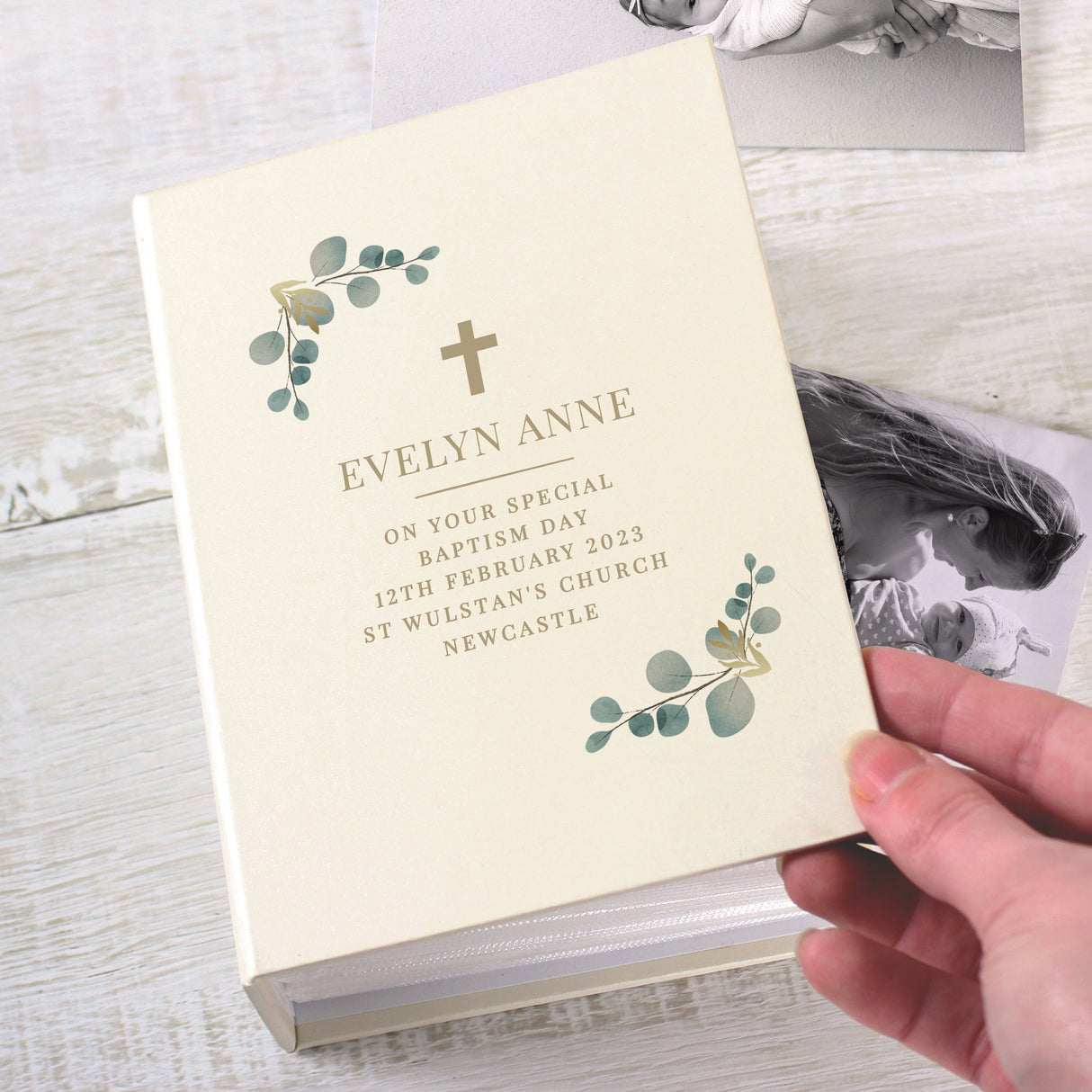 Personalised Botanical Cross 6x4 Photo Album with Sleeves - Shop Photo Albums At Gift Moments - 2