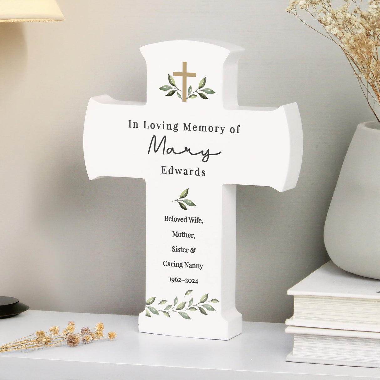 Personalised Botanical Cross Wooden Ornament - Shop Ornaments At Gift Moments - 3