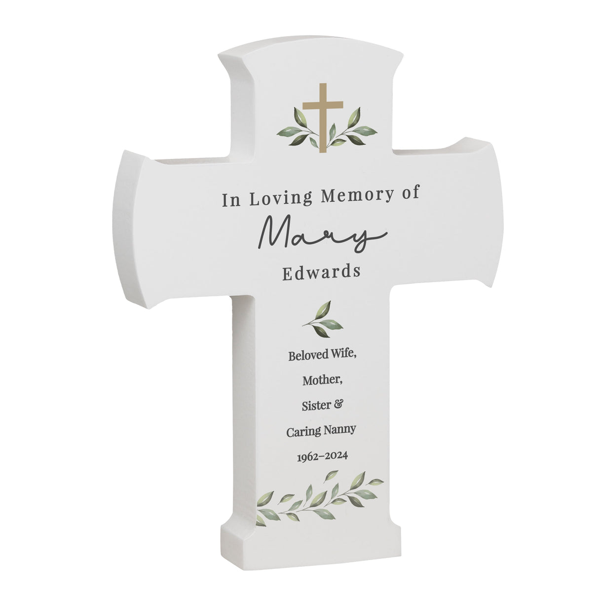 Personalised Botanical Cross Wooden Ornament - Shop Ornaments At Gift Moments - 6