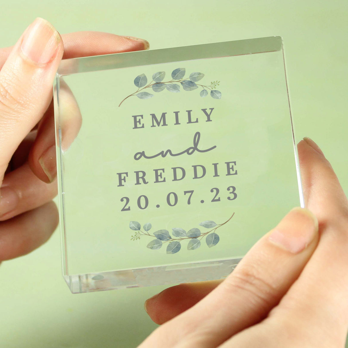 Personalised Botanical Crystal Token: 6 - Crystal Tokens By Gift Moments