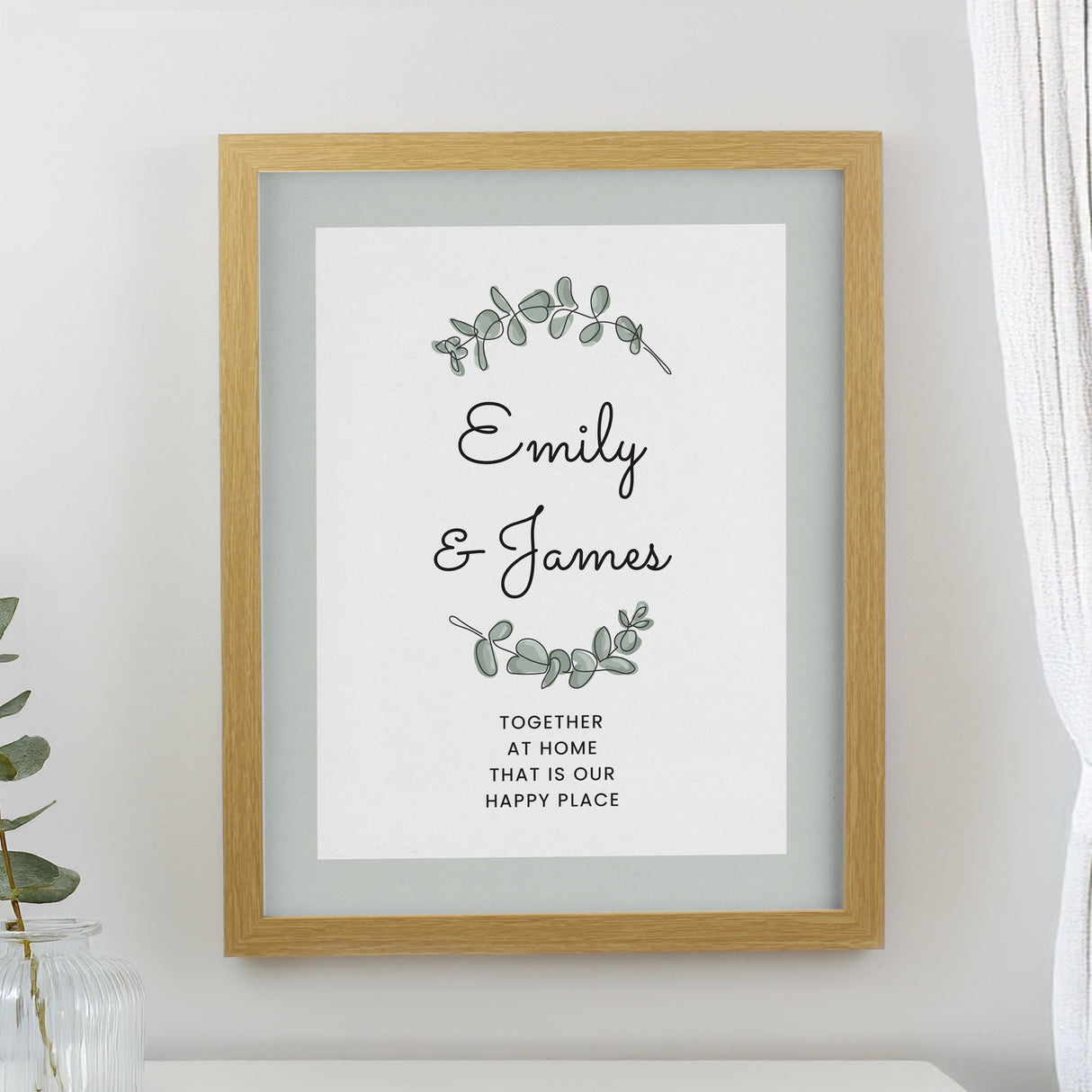 Personalised Botanical Framed Prints: 1 - Oak - Framed Prints By Gift Moments