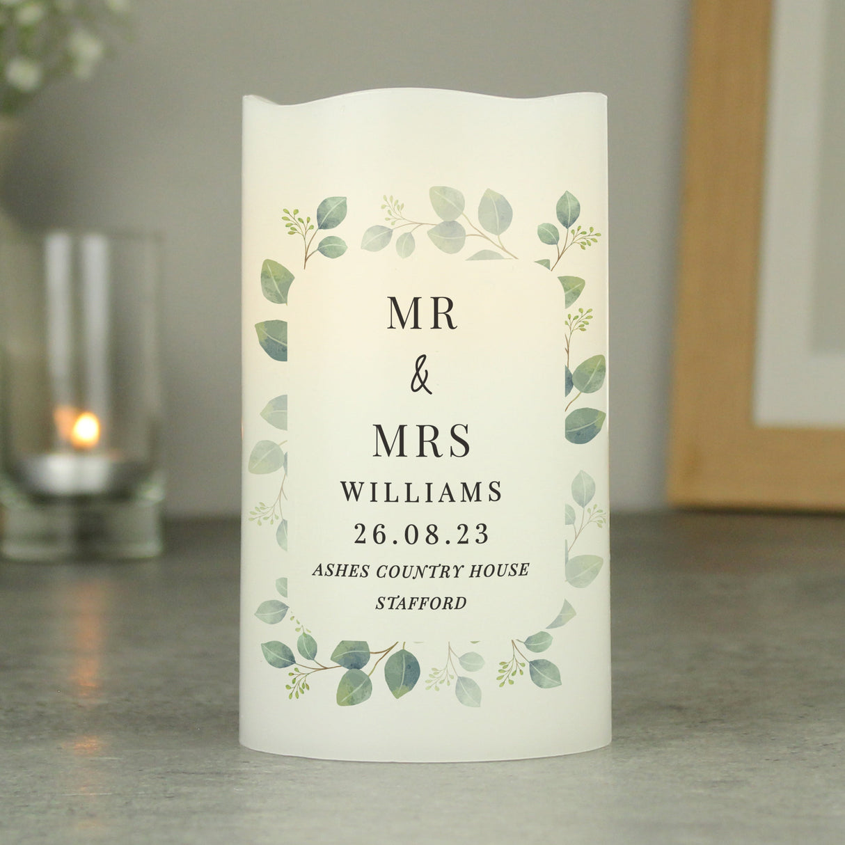 Personalised Botanical Free Text LED Candle: 4 - LED Lighting By Gift Moments