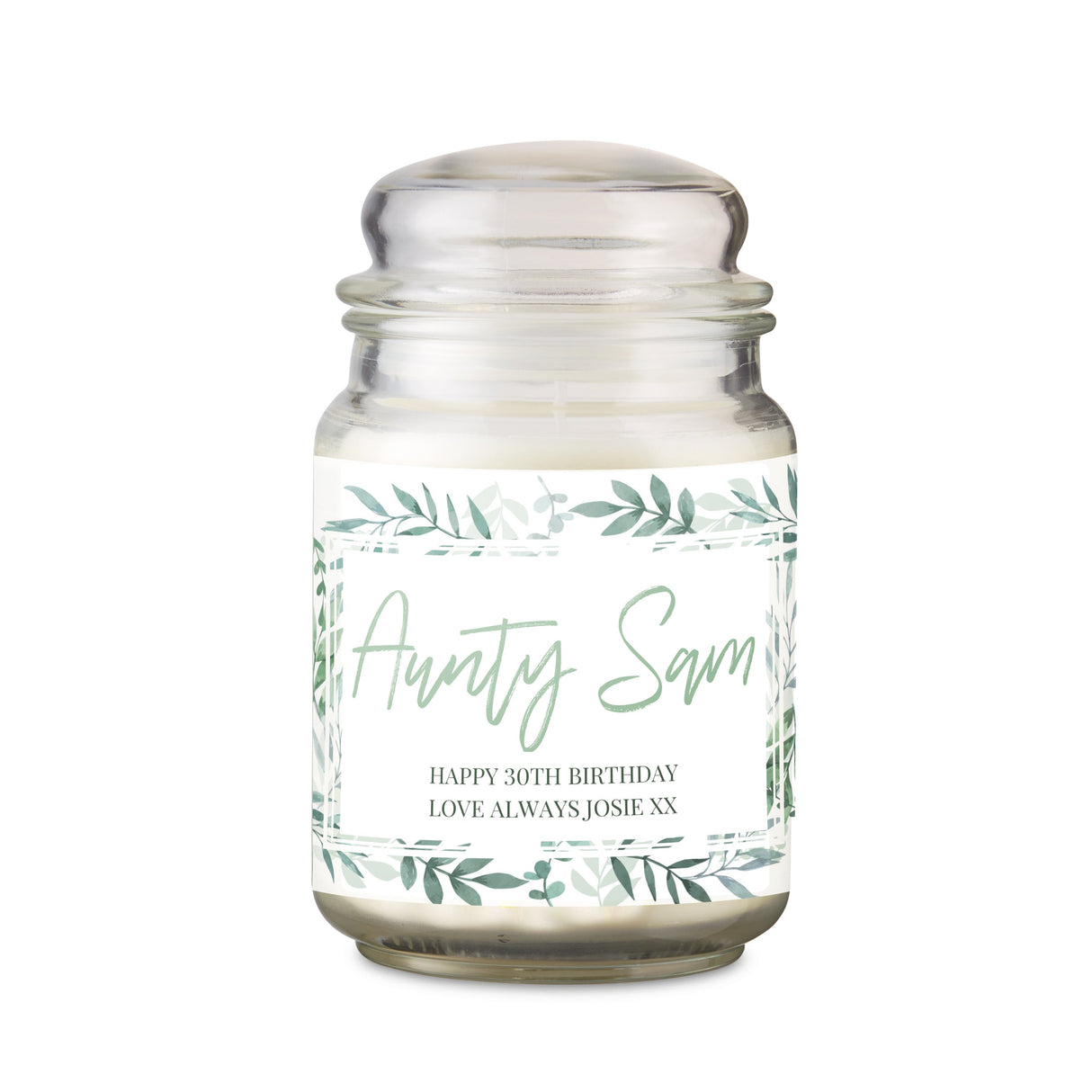 Personalised Botanical Large Scented Jar Candle: 4 - Candles By Gift Moments