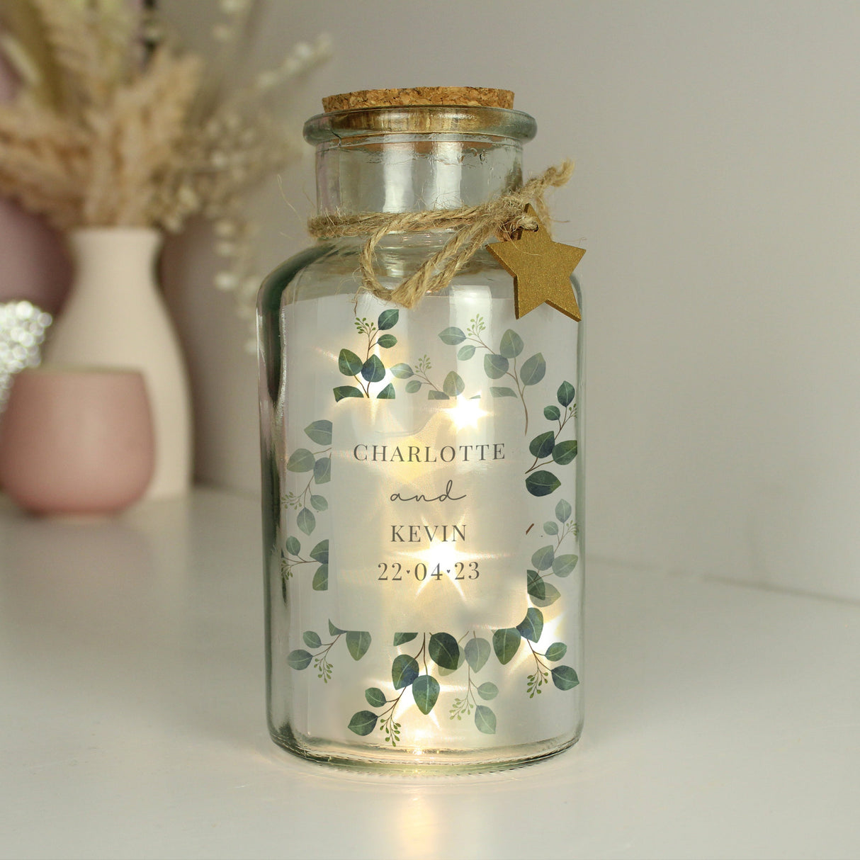 Personalised Botanical LED Glass Jar: 4 - LED Lighting By Gift Moments