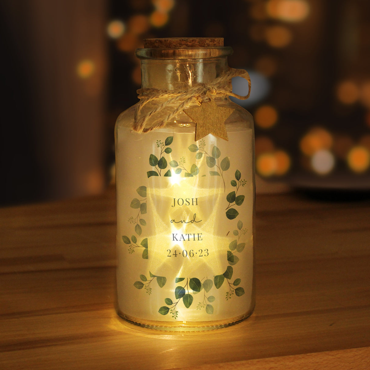 Personalised Botanical LED Glass Jar: 2 - LED Lighting By Gift Moments