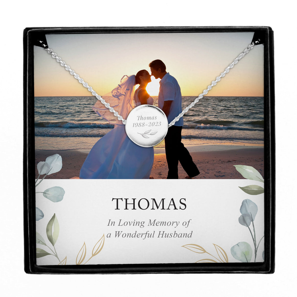 Personalised Botanical Memorial Photo Upload Necklace and Box: 5 - Necklaces By Gift Moments